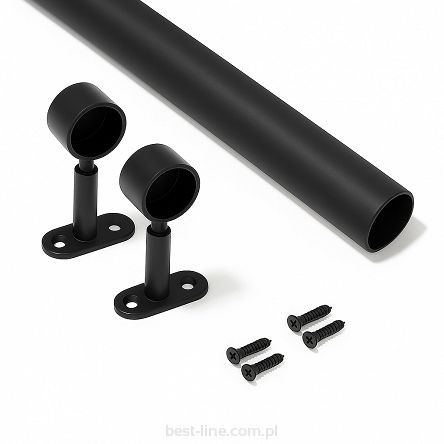 Drążek meblowy BLACK z uchwytanmi dystansowymi (komplet)