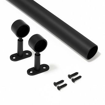 Drążek meblowy BLACK z uchwytanmi dystansowymi (komplet)