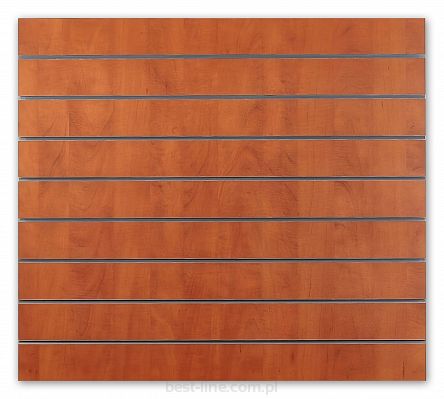 Panel MDF Slatwall Grusza (D9300) + wsuwki ALU (odstępy co 10cm)