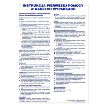 Tabliczka informacyjna "Instrukcja pierwszej pomocy w nagłych wypadkach"