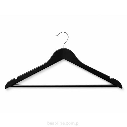 Wieszak drewniany czarny z poprzeczką