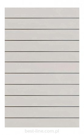 Panel MDF Slatwall Popiel (U112 PE) + wsuwki ALU (odstępy co 15cm) 100x165cm