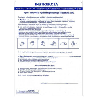 Tabliczka informacyjna "Instrukcja mycia i dezynfekcji rąk"