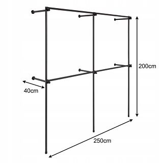 Regał przyścienny 250x200x40cm BLACK - 2