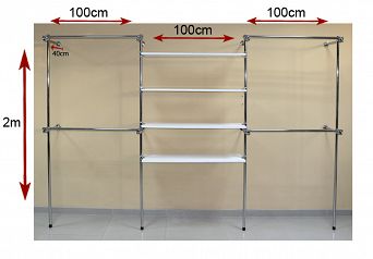 Regał z 4 półkami na wieszaki