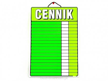 Cennik laminowany A3