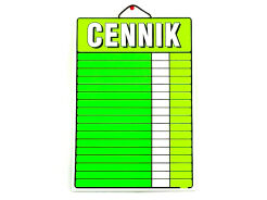 Cennik laminowany A3