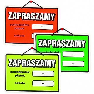 Wywieszka laminowana ZAPRASZAMY A5 - 2