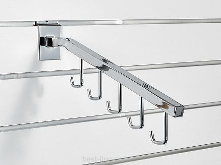 Wieszak skośny 5 haków 40cm Slatwall chrom