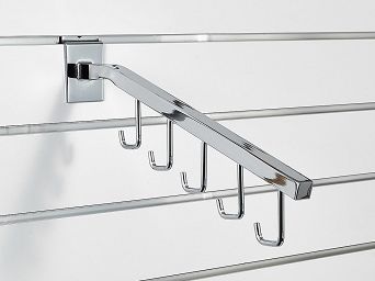 Wieszak skośny 5 haków 40cm Slatwall chrom