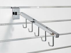 Wieszak skośny 5 haków 40cm Slatwall chrom