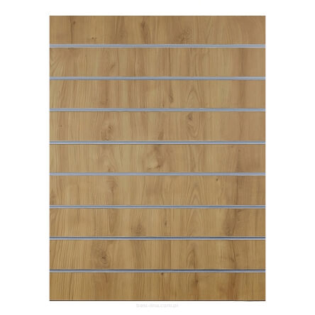 Panel MDF Slatwall Dąb Odwieczny (D1041) + wsuwki ALU (odstępy co 10cm) 70x90cm