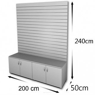 Zabudowa Slatwall z szafką 200x240x50cm 17 FREZÓW - 2