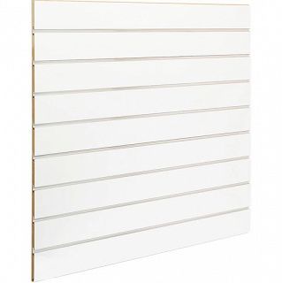 Panel MDF Slatwall Biały Alaska (śnieżnobiały, U8681 SM) + wsuwki ALU (odstępy co 20cm) - 4