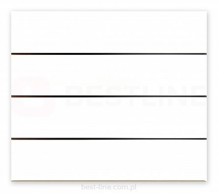 Panel MDF Slatwall Biały Alaska (śnieżnobiały, U8681 SM) + wsuwki ALU (odstępy co 20cm)