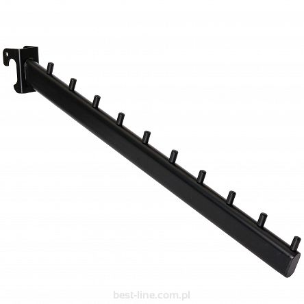 Wieszak pochyły do rury owalnej szyny universal 40cm BLACK