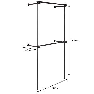 Regał przyścienny 100x200x40cm BLACK - 2