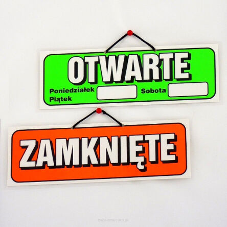 Wywieszka laminowana OTWARTE/ZAMKNIĘTE