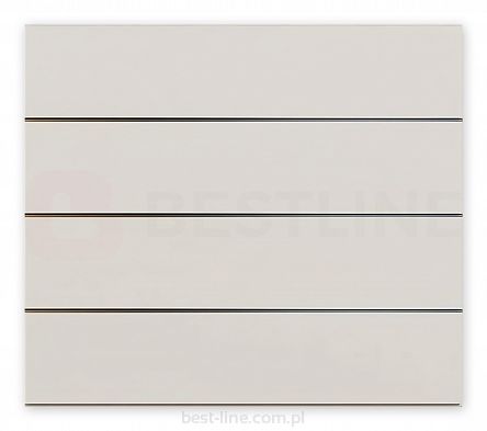 Panel MDF Slatwall Popiel (U112 PE) + wsuwki ALU (odstępy co 20cm)