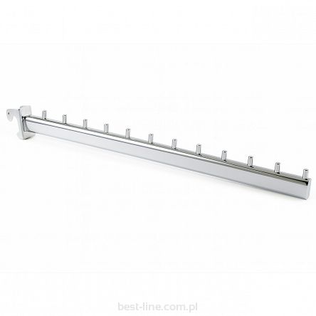 Wieszak skośny z 12 bolcami na rurę owalną szyny universal 50cm