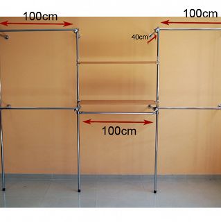 Regał na wieszaki z 2 półkami - 2