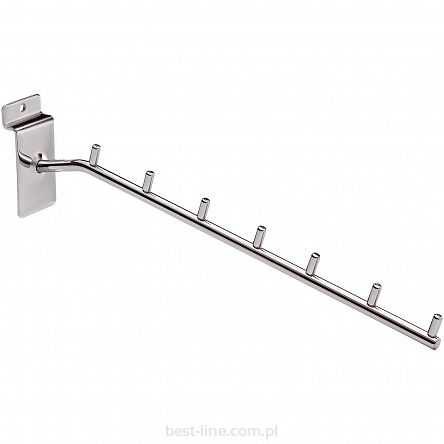 Wieszak skośny z 7 bolcami 30cm Slatwall chrom