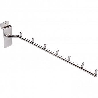Wieszak skośny z 7 bolcami 30cm Slatwall chrom