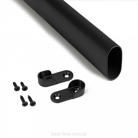 Drążek meblowy owalny do szafy 200cm BLACK (komplet)