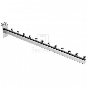 Wieszak skośny 50cm 12 kulek (owal) Slatwall chrom