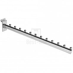 Wieszak skośny 50cm 12 kulek (owal) Slatwall chrom