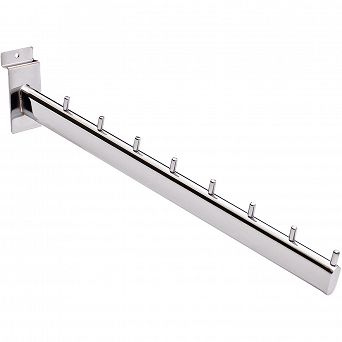 Wieszak skośny 8 bolców 40cm Slatwall chrom