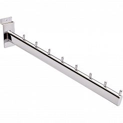 Wieszak skośny 8 bolców 40cm Slatwall chrom
